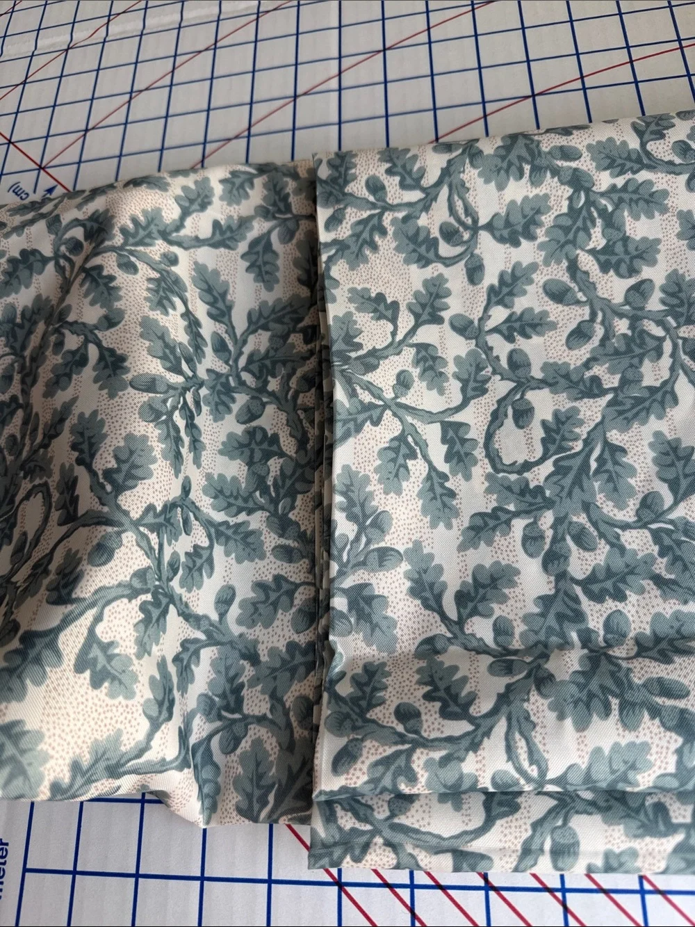 Vintage Lightweight Lining Fabric Oak Acorn Print 2+ Yds x 56